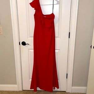Red One Shoulder Long Dress